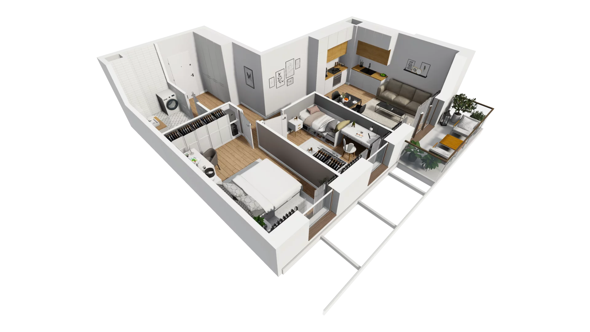 3 pokoje, mieszkanie 56,11 m², piętro 5, oferta nr F/55, Osiedle Synteza bud. E, F, Gdańsk, Piecki-Migowo, Morena, ul. Lema