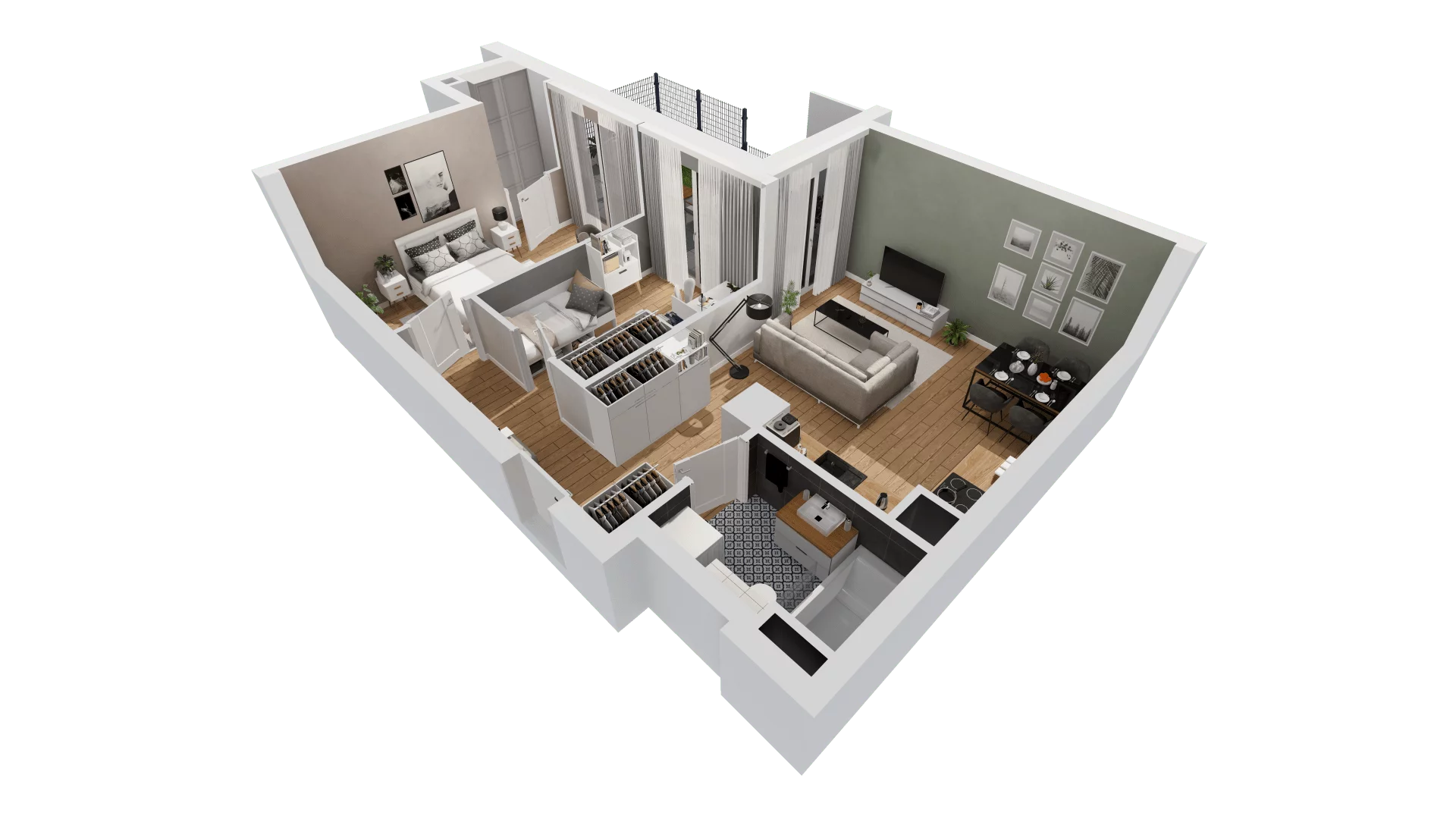 3 pokoje, mieszkanie 60,60 m², parter, oferta nr C9/16, Konstelacja - etap III, Gdynia, Pogórze, ul. Paderewskiego