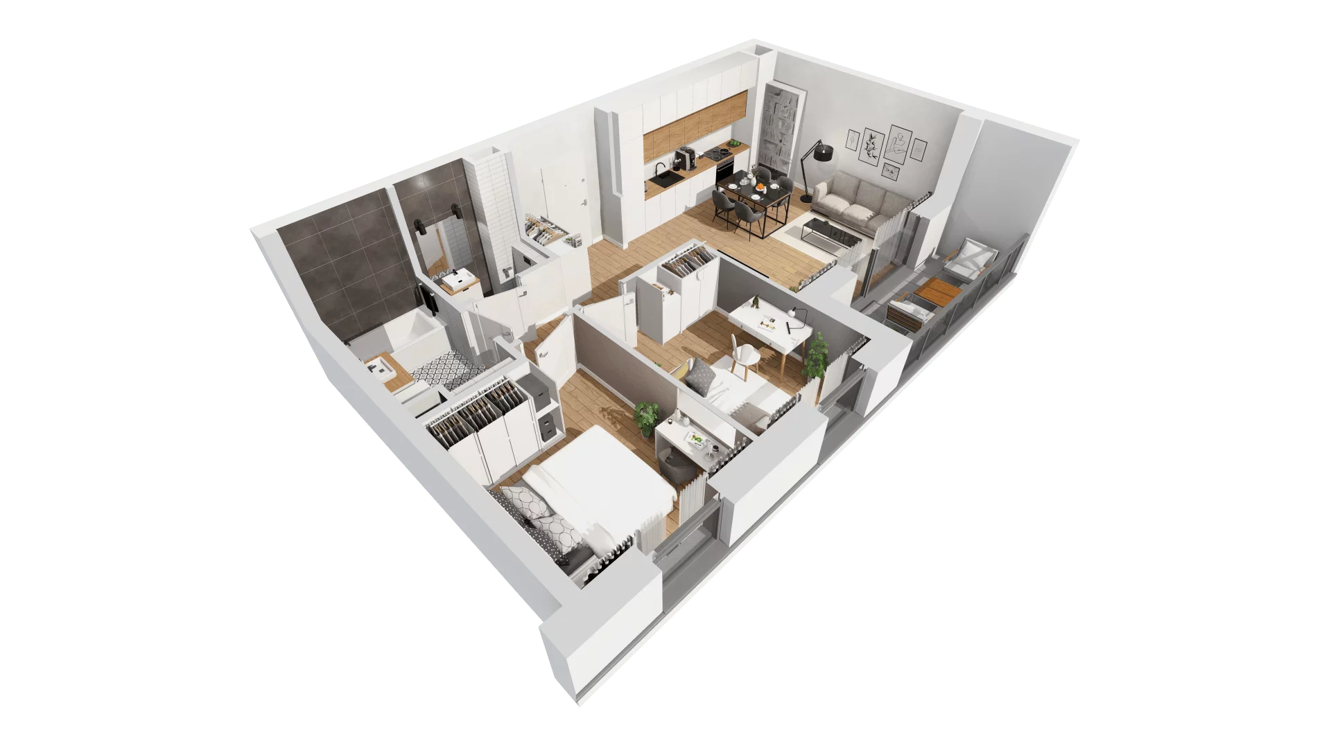 3 pokoje, mieszkanie 57,34 m², piętro 1, oferta nr C9/32, Konstelacja - etap III, Gdynia, Pogórze, ul. Paderewskiego