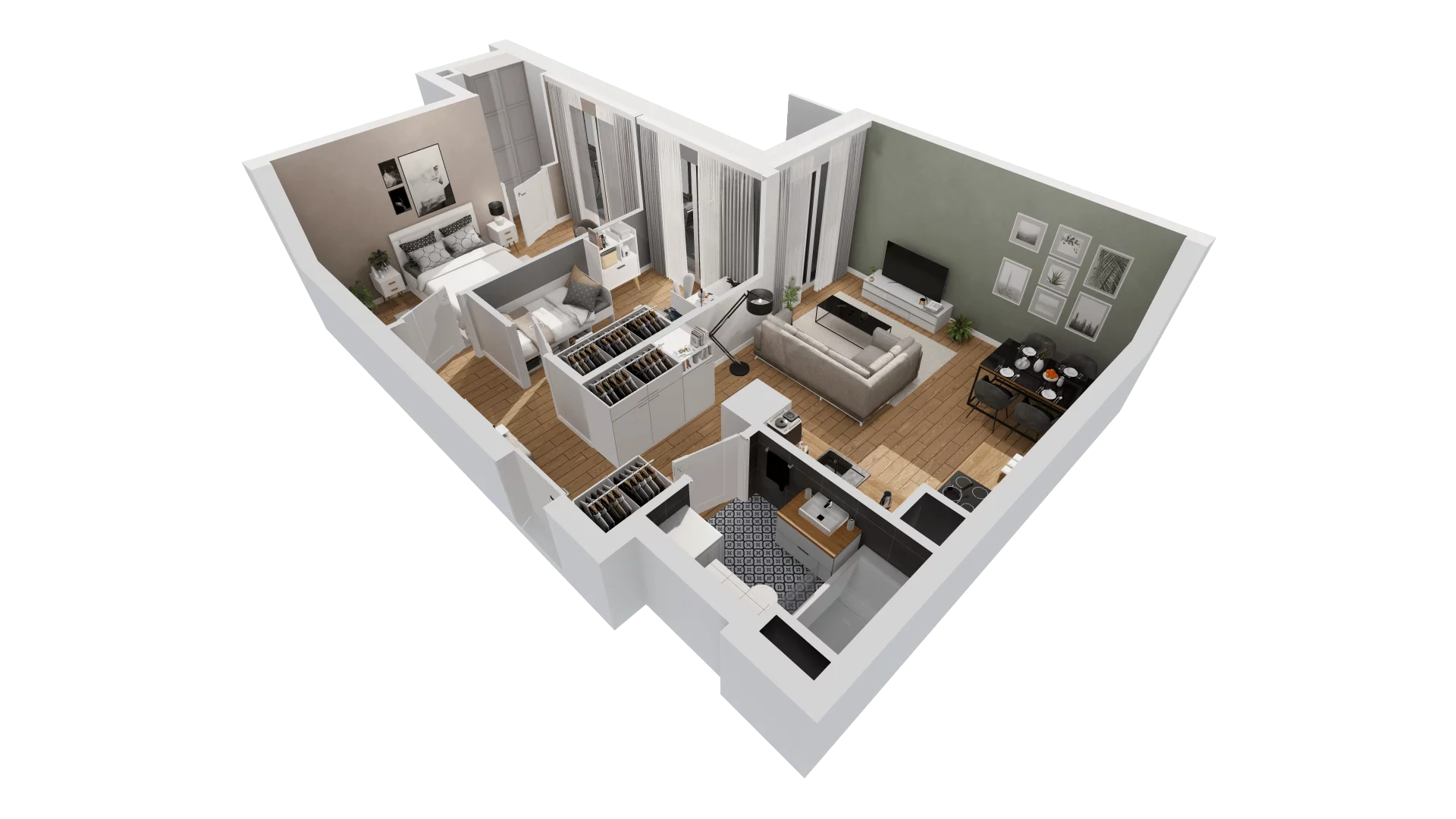 3 pokoje, mieszkanie 60,60 m², piętro 2, oferta nr C9/33, Konstelacja - etap III, Gdynia, Pogórze, ul. Paderewskiego