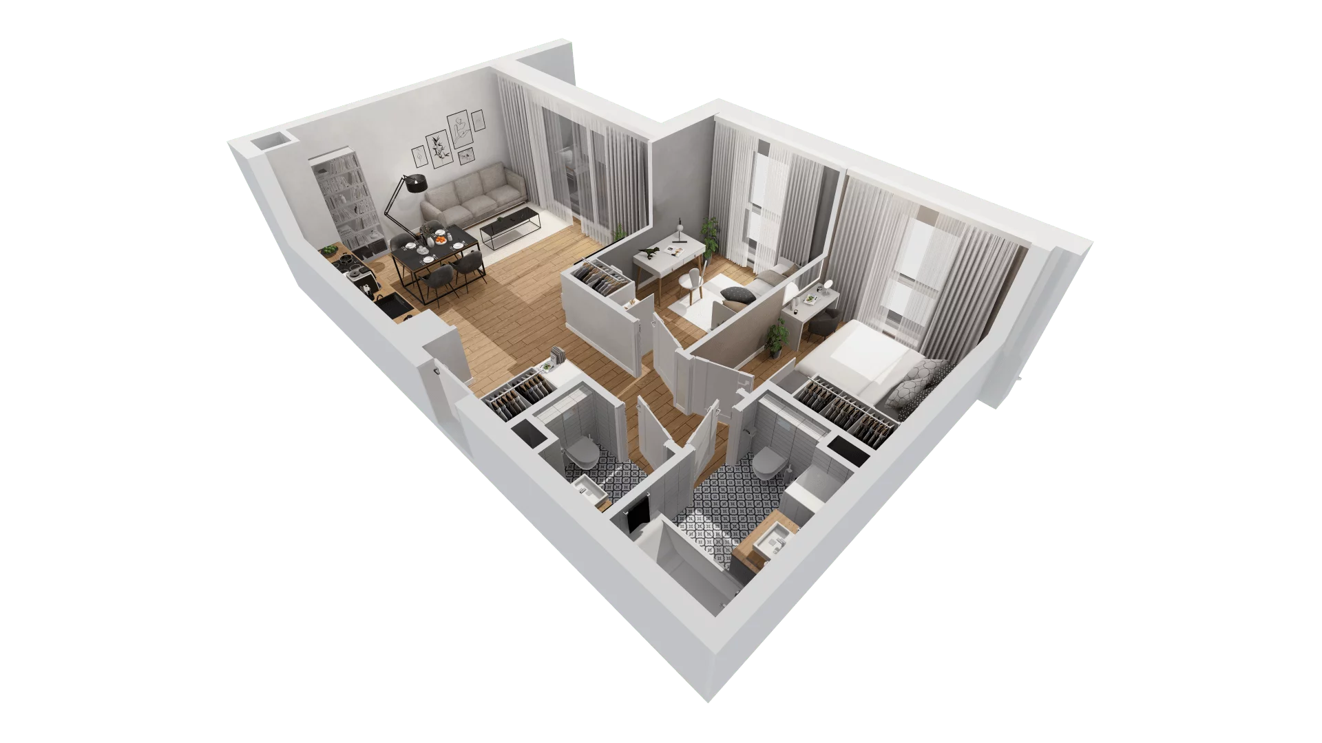 3 pokoje, mieszkanie 57,34 m², piętro 2, oferta nr C9/41, Konstelacja - etap III, Gdynia, Pogórze, ul. Paderewskiego