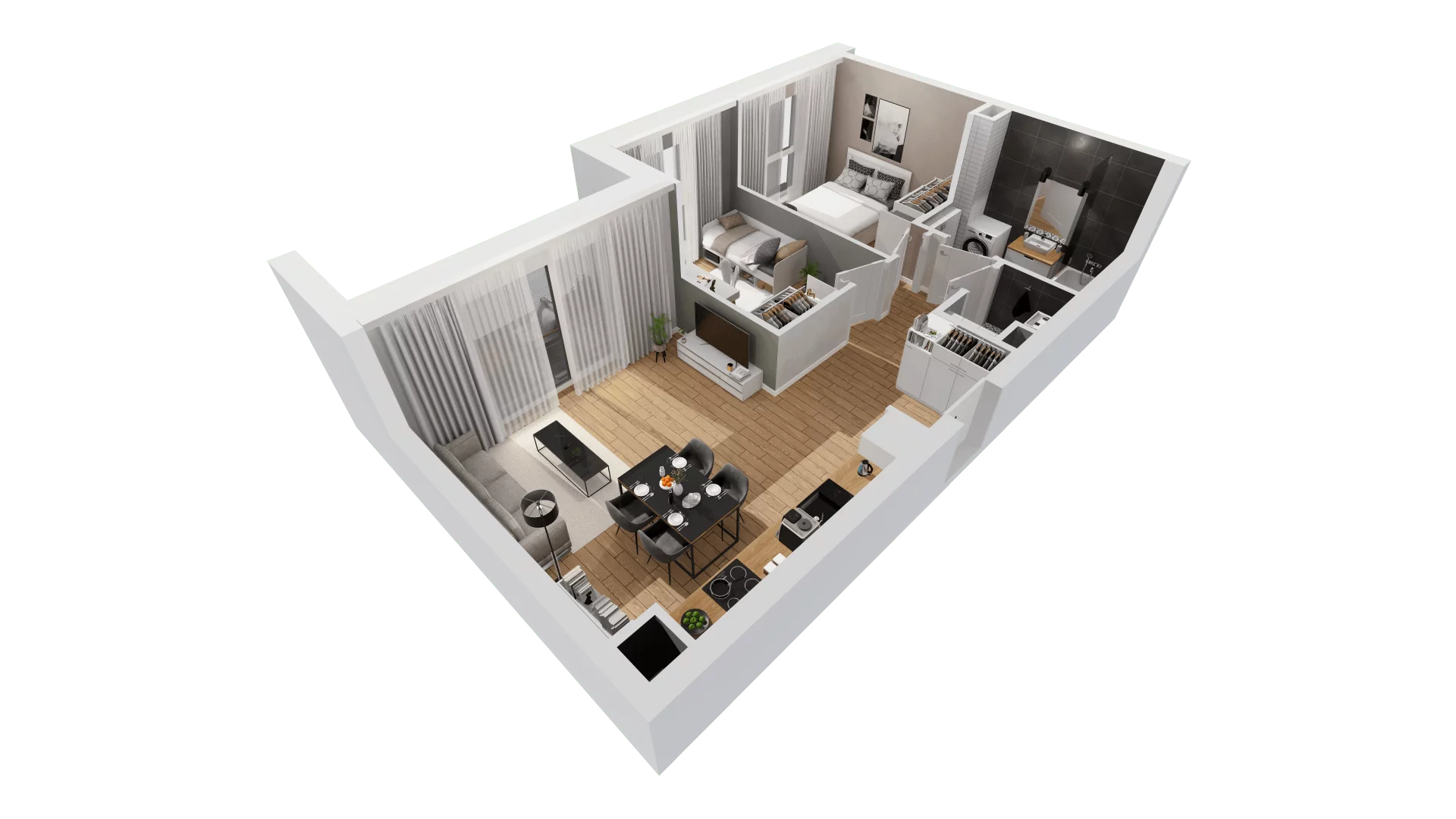 3 pokoje, mieszkanie 57,34 m², piętro 3, oferta nr C9/50, Konstelacja - etap III, Gdynia, Pogórze, ul. Paderewskiego
