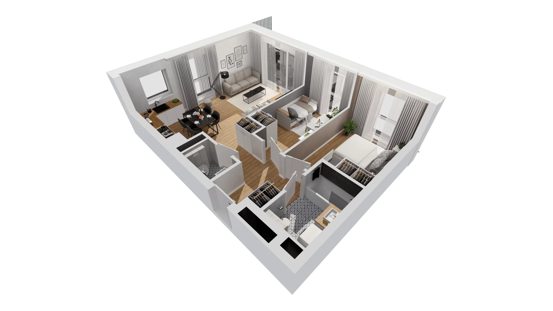 3 pokoje, mieszkanie 60,17 m², piętro 1, oferta nr C10/12, Konstelacja - etap III, Gdynia, Pogórze, ul. Paderewskiego