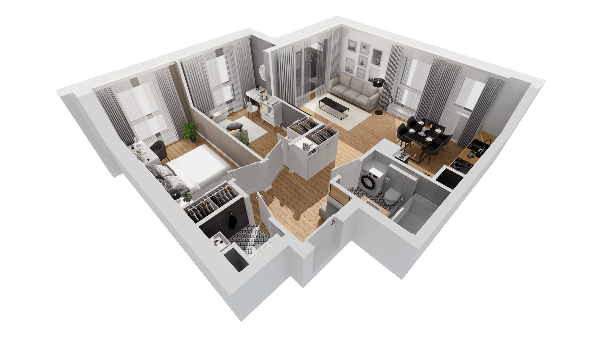 3 pokoje, mieszkanie 62,62 m², piętro 1, oferta nr C10/16, Konstelacja - etap III, Gdynia, Pogórze, ul. Paderewskiego