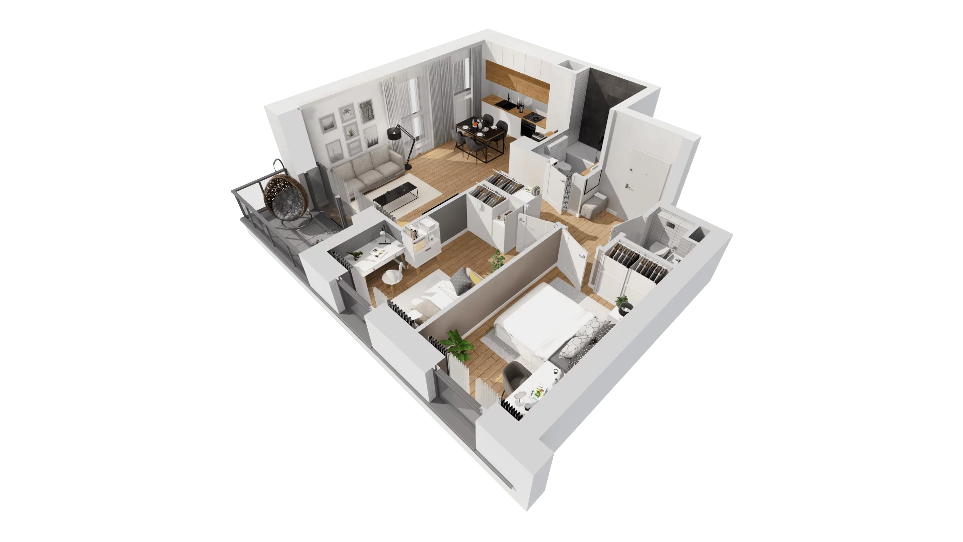 3 pokoje, mieszkanie 62,62 m², piętro 1, oferta nr C10/16, Konstelacja - etap III, Gdynia, Pogórze, ul. Paderewskiego