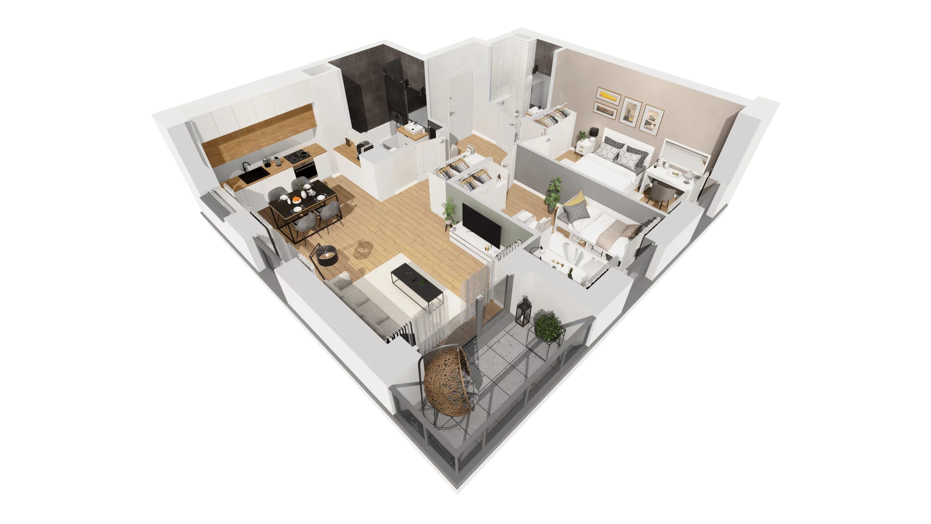 3 pokoje, mieszkanie 62,62 m², piętro 1, oferta nr C10/16, Konstelacja - etap III, Gdynia, Pogórze, ul. Paderewskiego