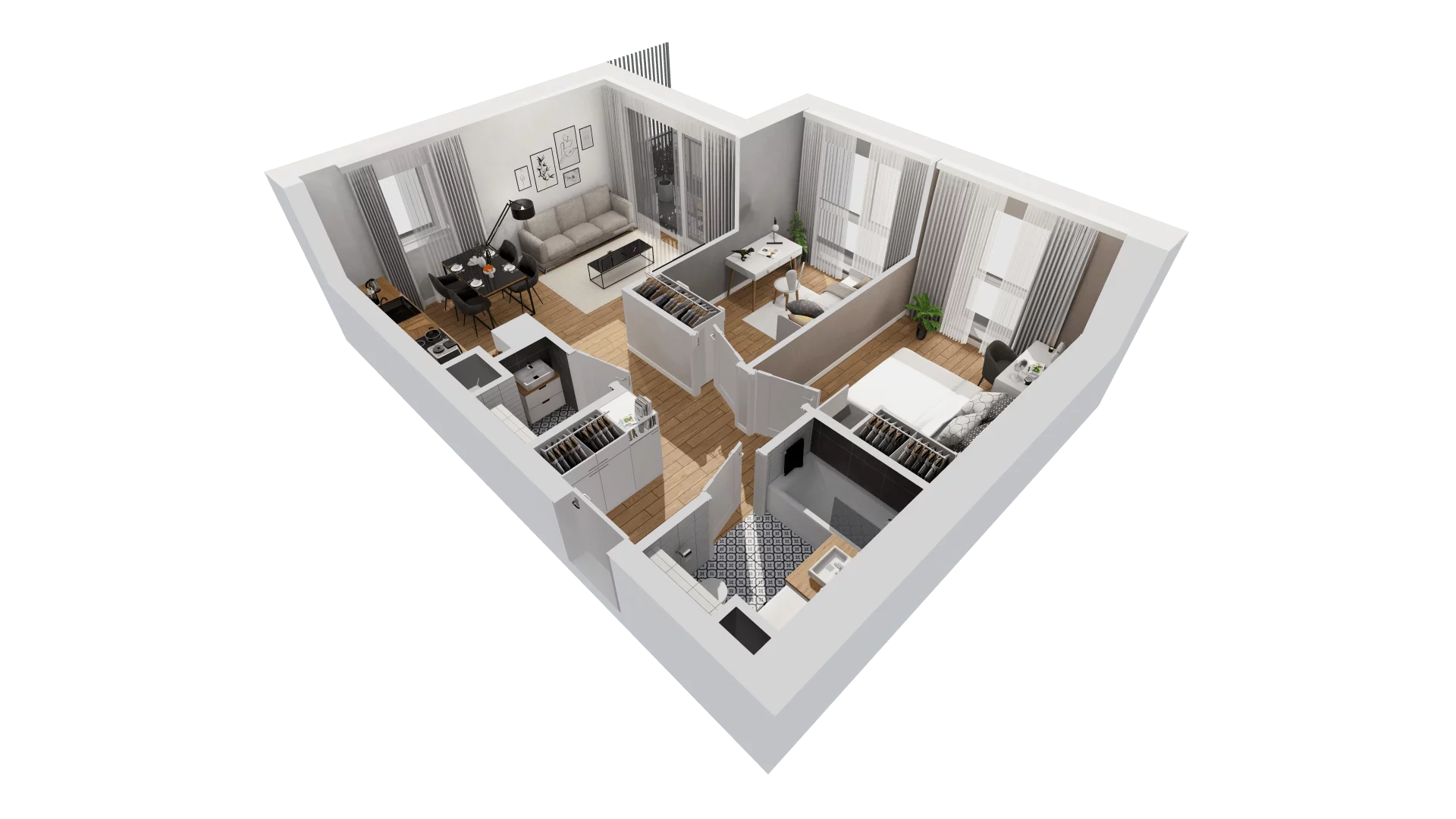 3 pokoje, mieszkanie 54,76 m², piętro 2, oferta nr C10/26, Konstelacja - etap III, Gdynia, Pogórze, ul. Paderewskiego