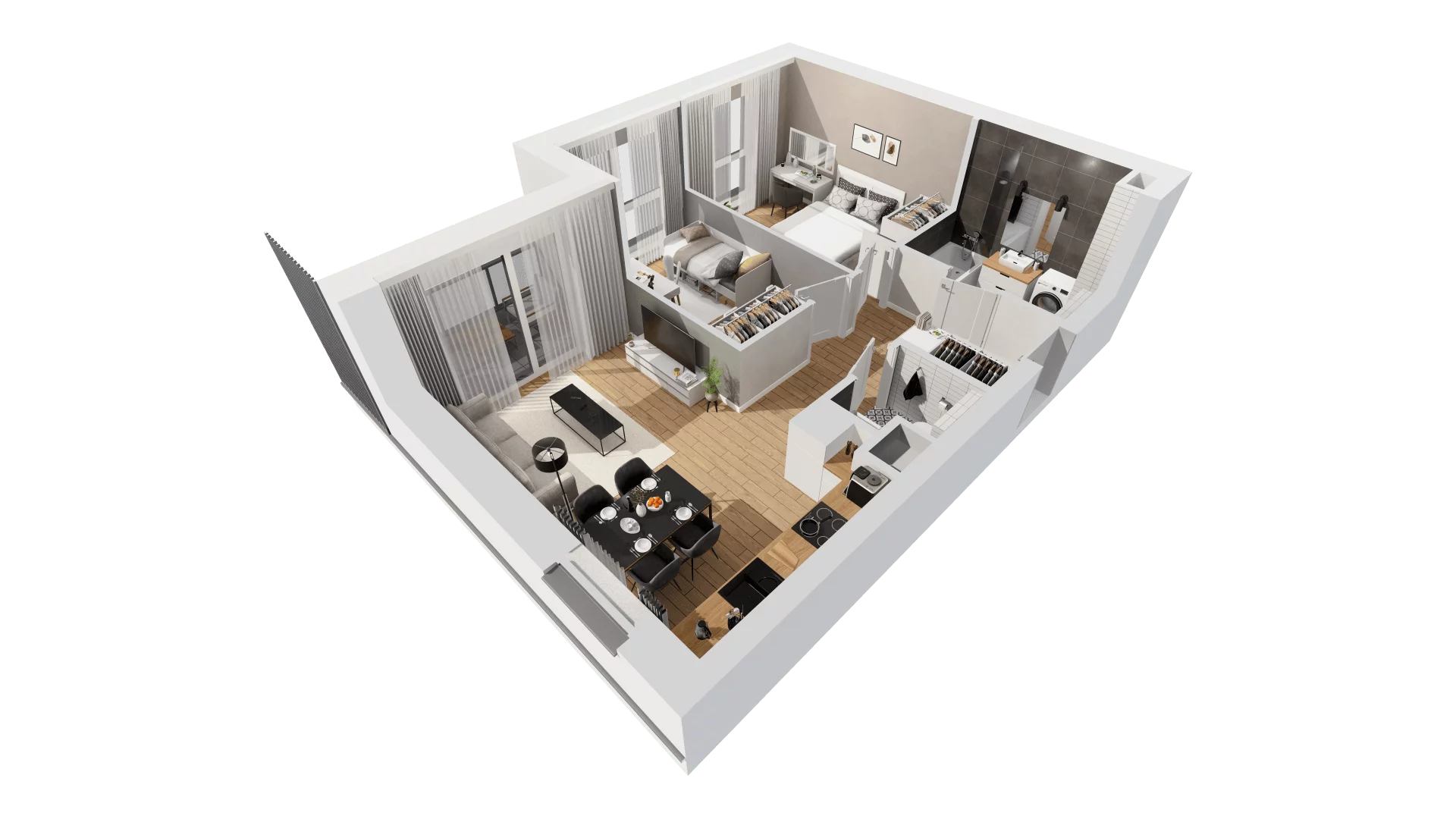 3 pokoje, mieszkanie 54,76 m², piętro 2, oferta nr C10/26, Konstelacja - etap III, Gdynia, Pogórze, ul. Paderewskiego
