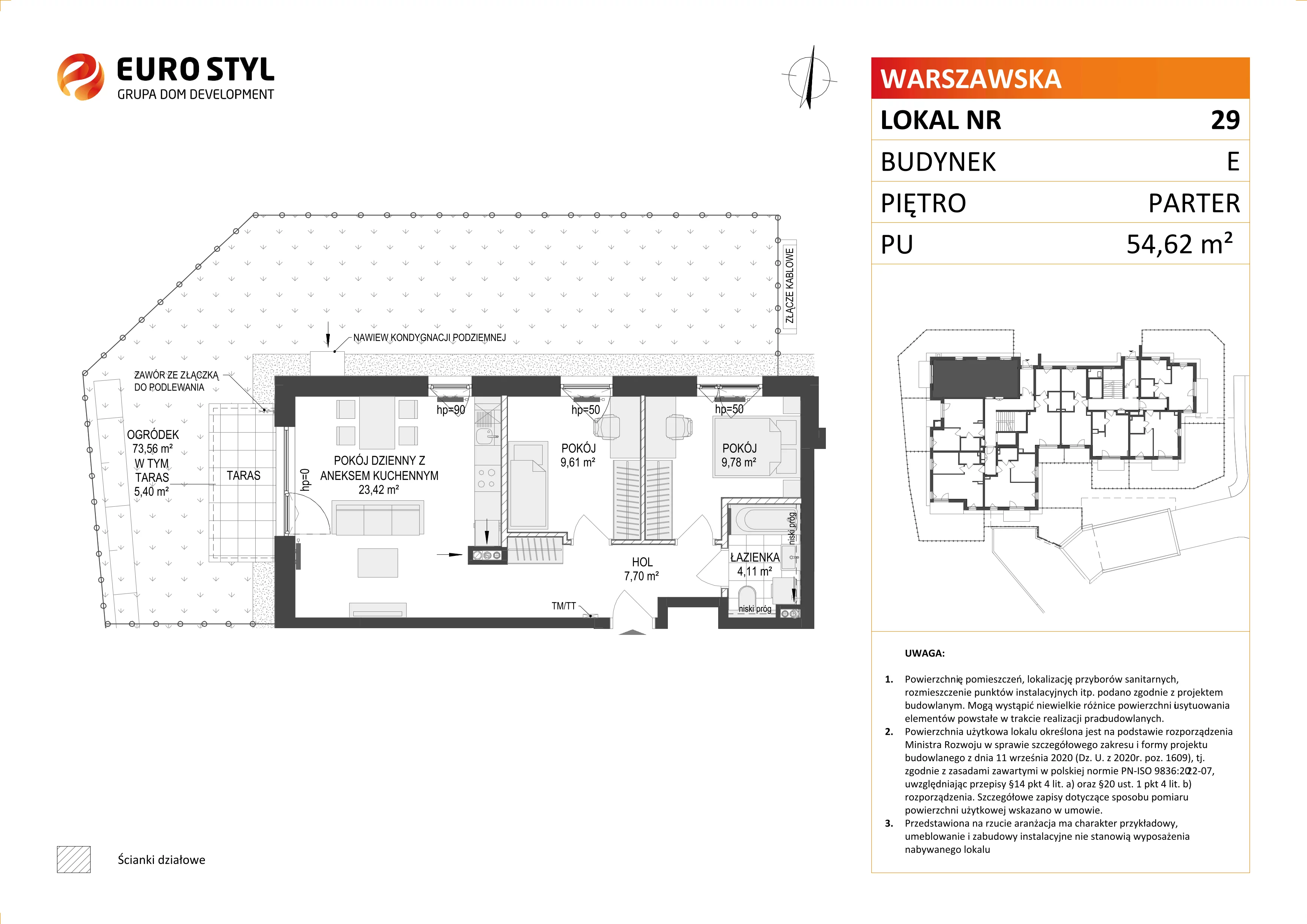 Mieszkanie 54,62 m², parter, oferta nr E/29, Osiedle Warszawska, Gdańsk, Ujeścisko-Łostowice, Ujeścisko, ul. Warszawska