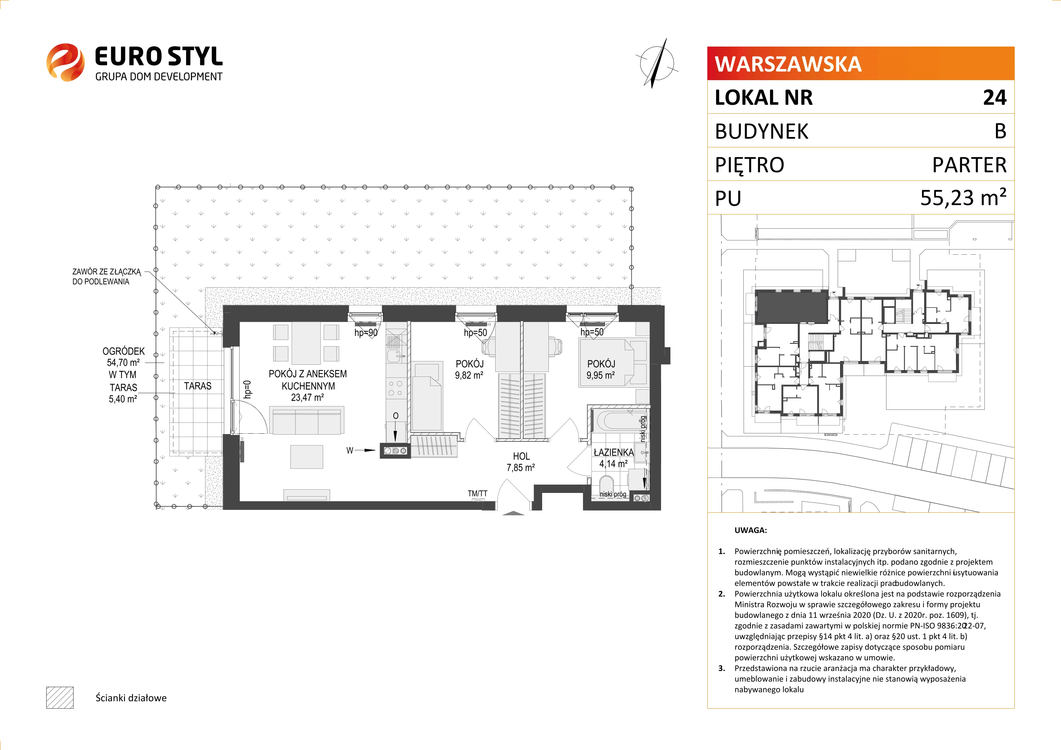 3 pokoje, mieszkanie 55,23 m², parter, oferta nr B/24, Osiedle Warszawska - etap III, Gdańsk, Ujeścisko-Łostowice, Ujeścisko, ul. Warszawska