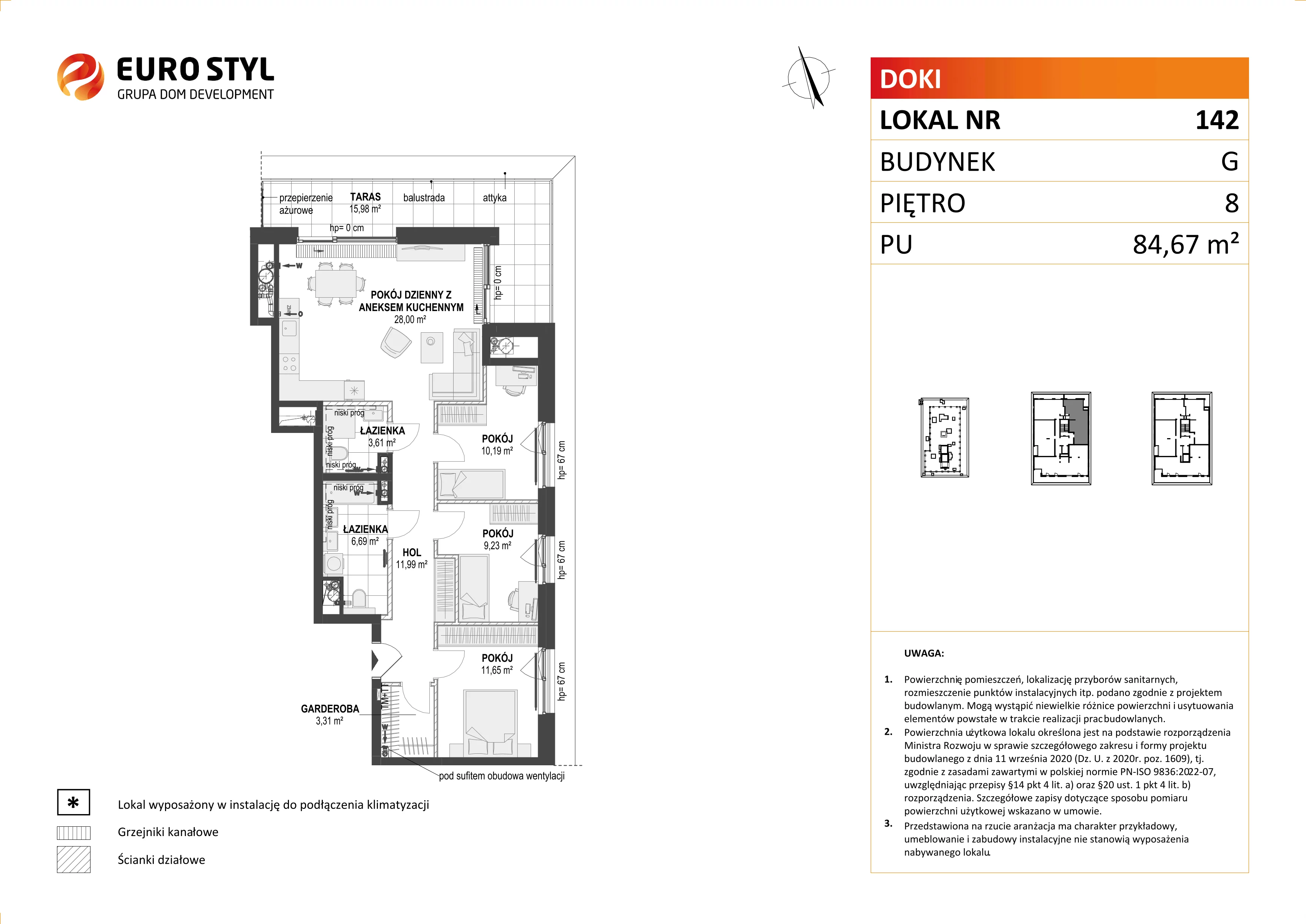 Mieszkanie 84,67 m², piętro 8, oferta nr G/142, DOKI Living - etap II, Gdańsk, Śródmieście, ul. Aleja Doki