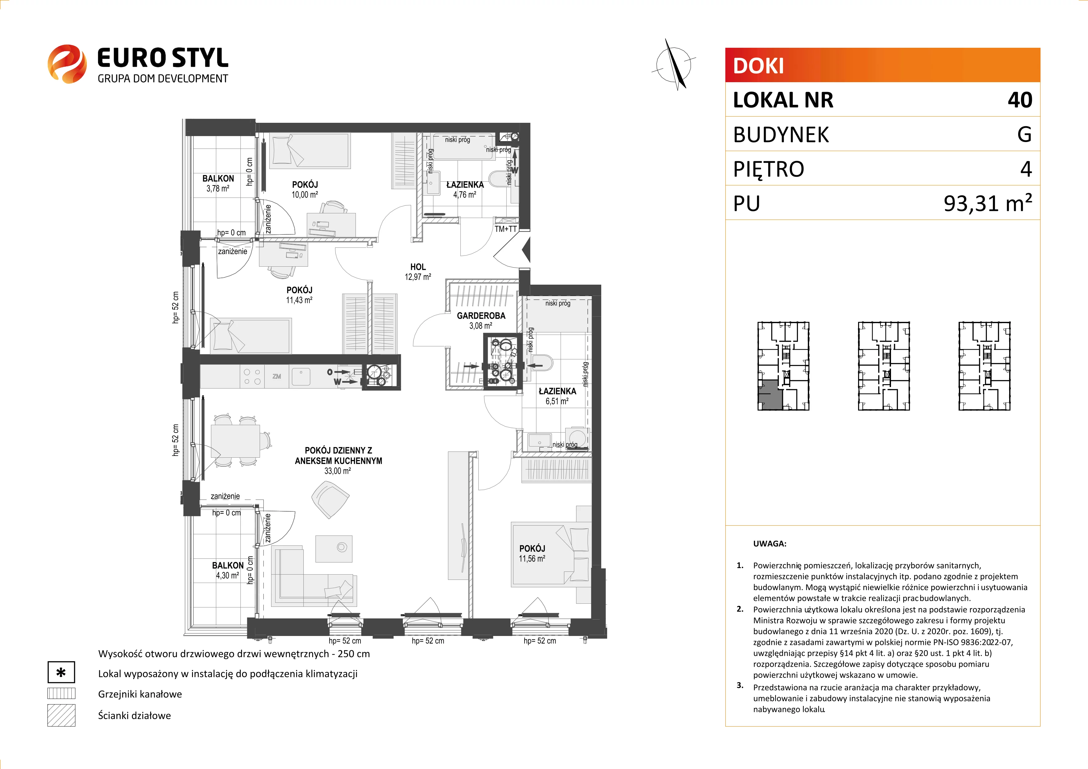 Mieszkanie 93,31 m², piętro 4, oferta nr G/40, DOKI Living - etap II, Gdańsk, Śródmieście, ul. Aleja Doki