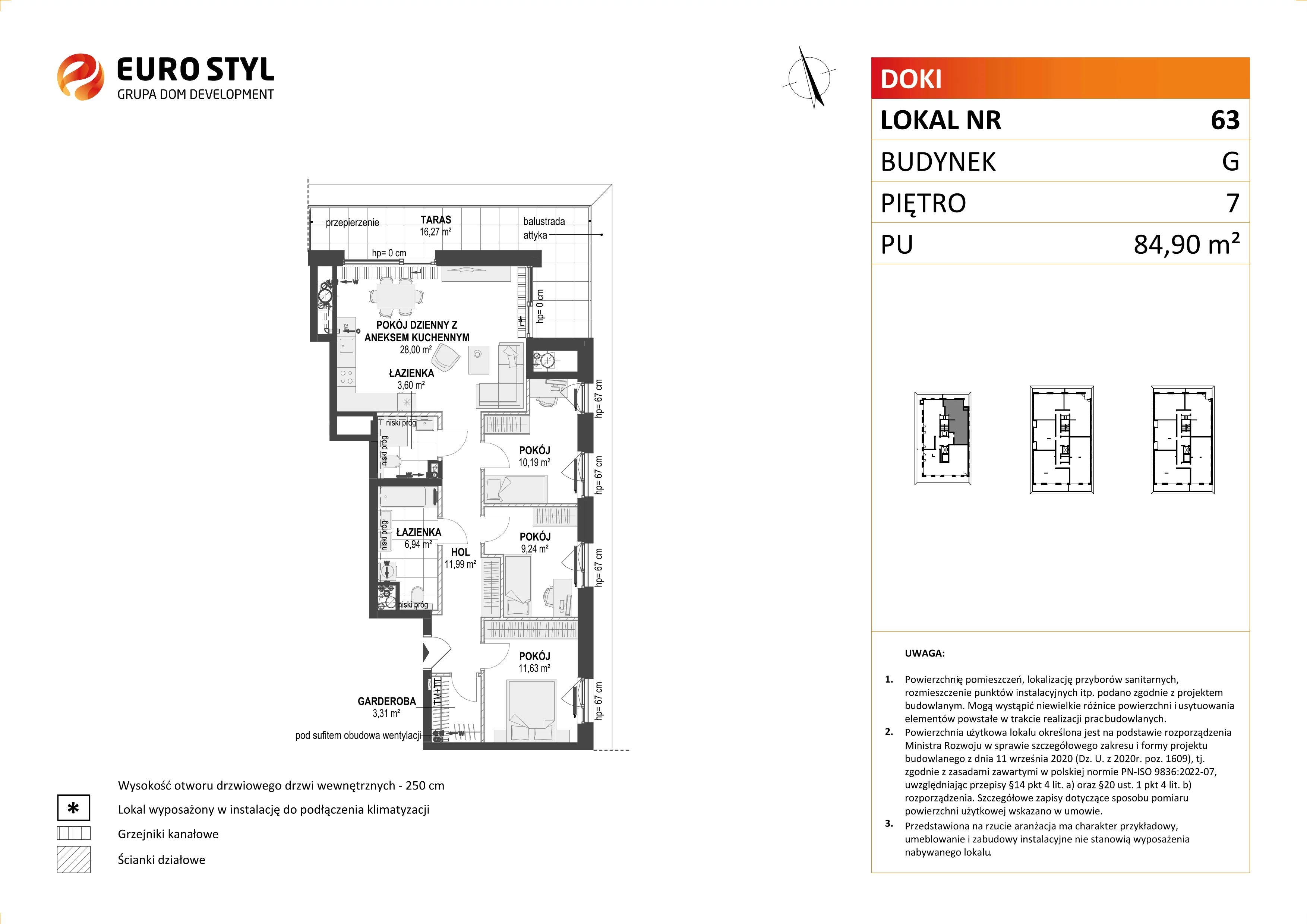 Mieszkanie 84,90 m², piętro 7, oferta nr G/63, DOKI Living - etap II, Gdańsk, Śródmieście, ul. Aleja Doki