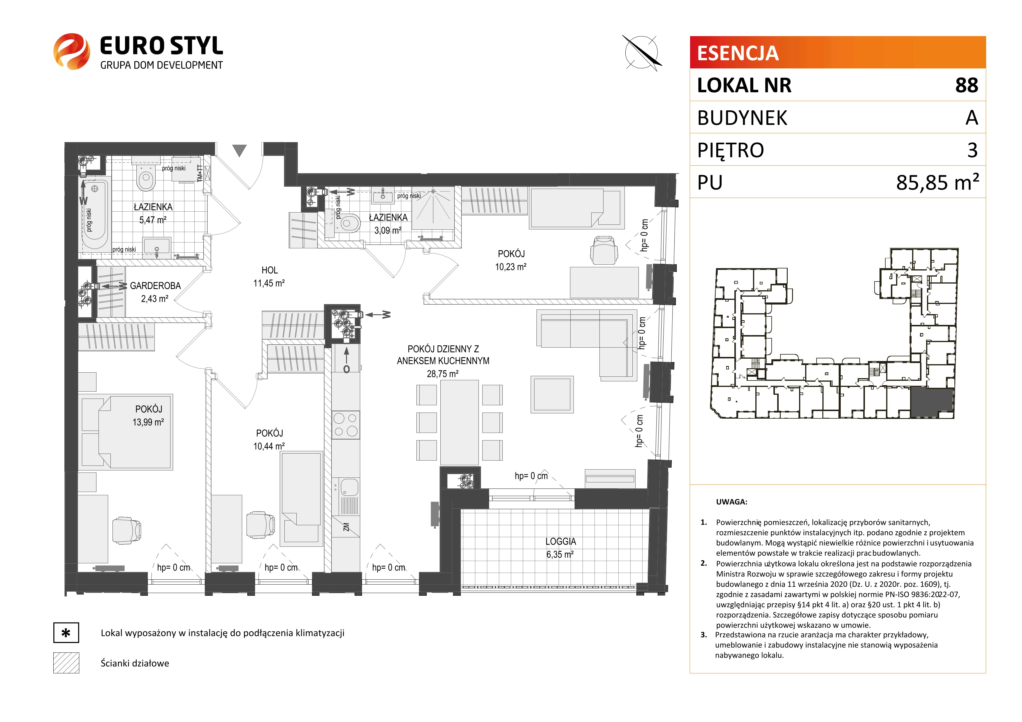 4 pokoje, mieszkanie 85,85 m², piętro 3, oferta nr A/88, Esencja, Gdańsk, Śródmieście, Dolne Miasto, ul. Kamienna Grobla / Jałmużnicza