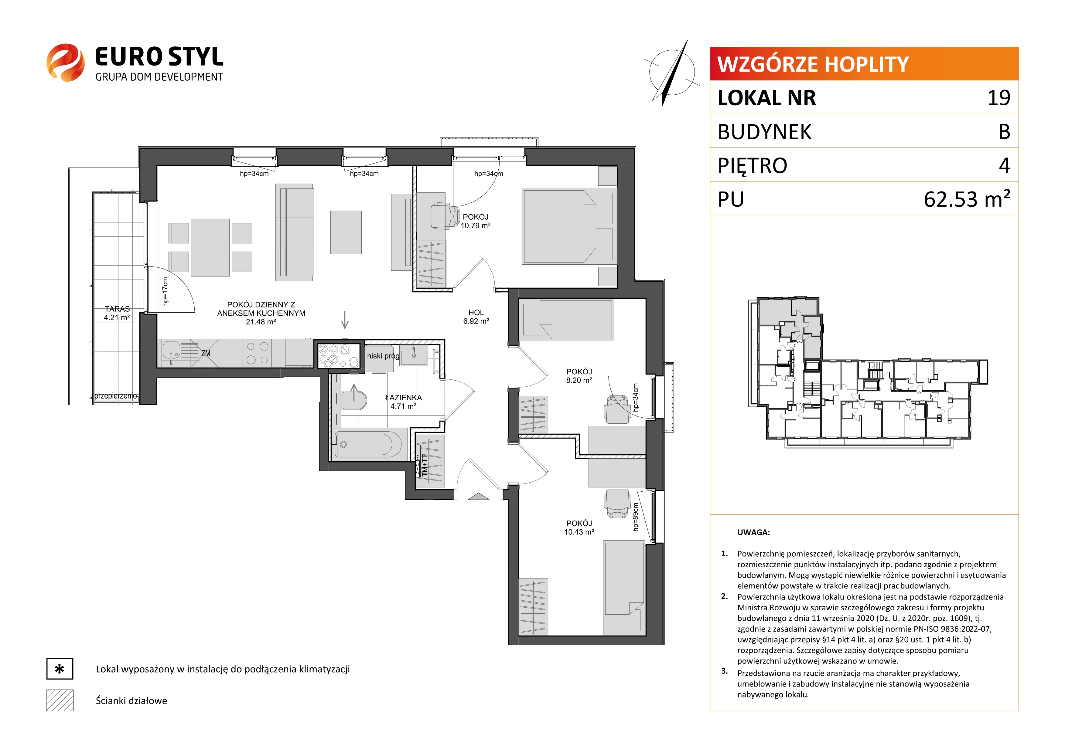 Mieszkanie 62,06 m², piętro 4, oferta nr B/19, Wzgórze Hoplity etap II, Gdańsk, Ujeścisko-Łostowice, Ujeścisko, ul. Kartuska