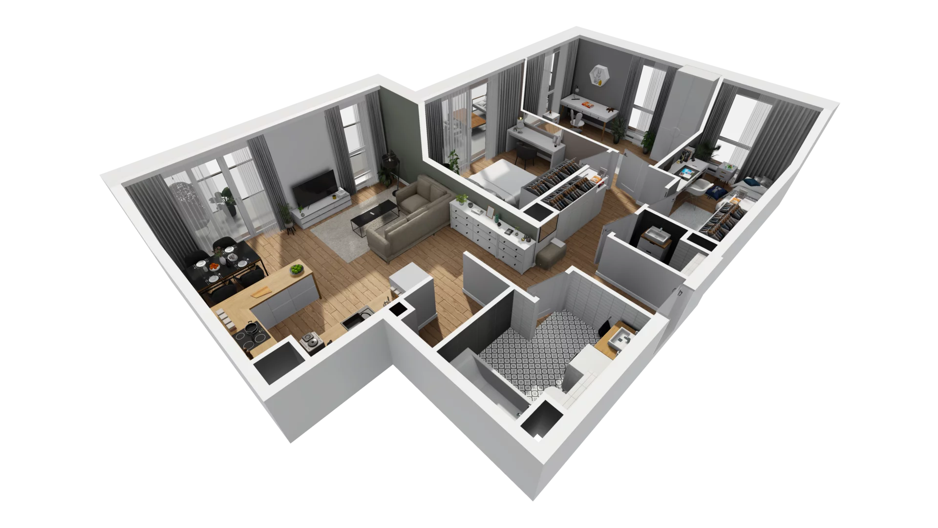 4 pokoje, mieszkanie 82,65 m², piętro 6, oferta nr E/71, Osiedle Synteza bud. E, F, Gdańsk, Piecki-Migowo, Morena, ul. Lema
