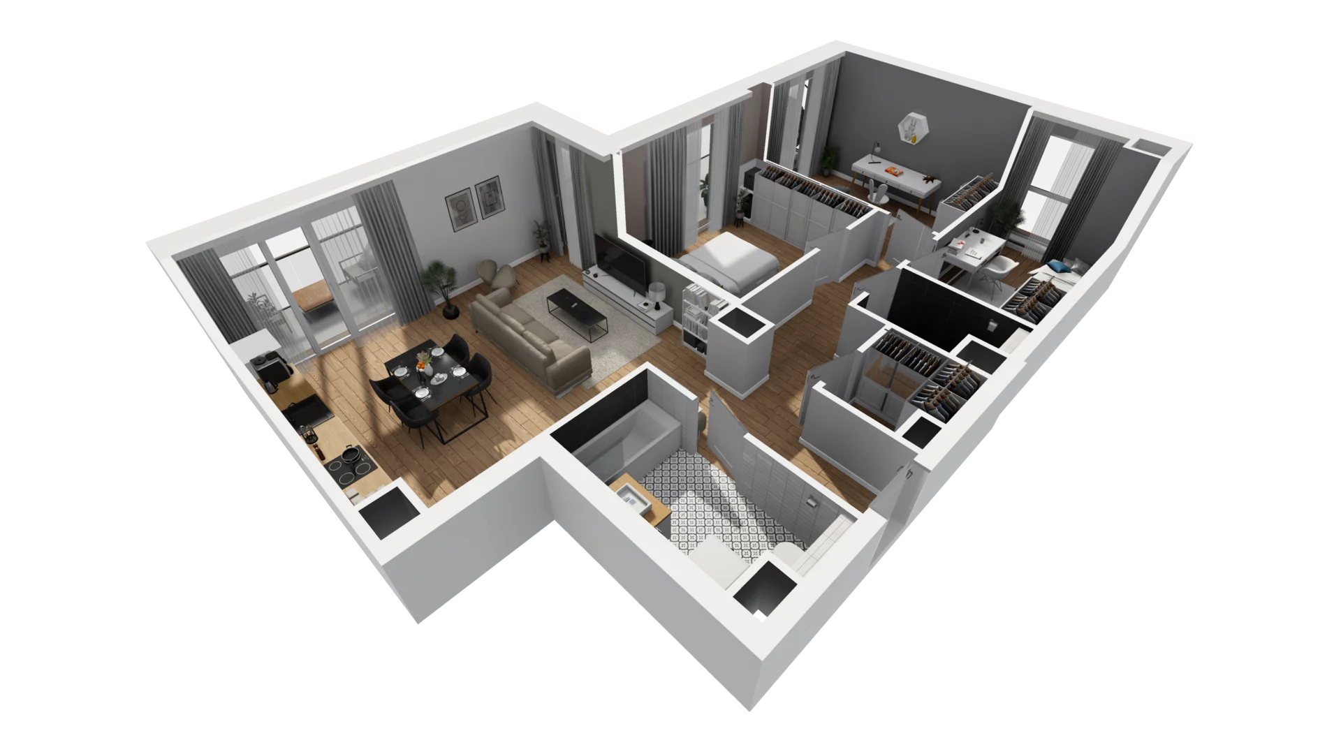 4 pokoje, mieszkanie 78,84 m², piętro 6, oferta nr F/65, Osiedle Synteza bud. E, F, Gdańsk, Piecki-Migowo, Morena, ul. Lema