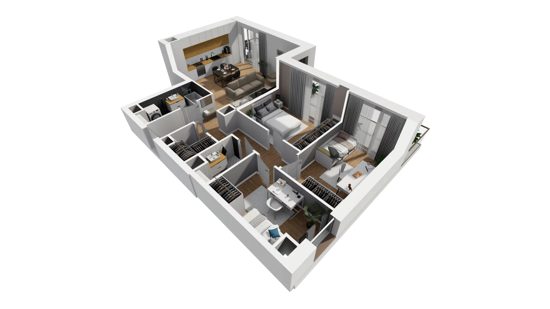 4 pokoje, mieszkanie 78,84 m², piętro 6, oferta nr F/65, Osiedle Synteza bud. E, F, Gdańsk, Piecki-Migowo, Morena, ul. Lema