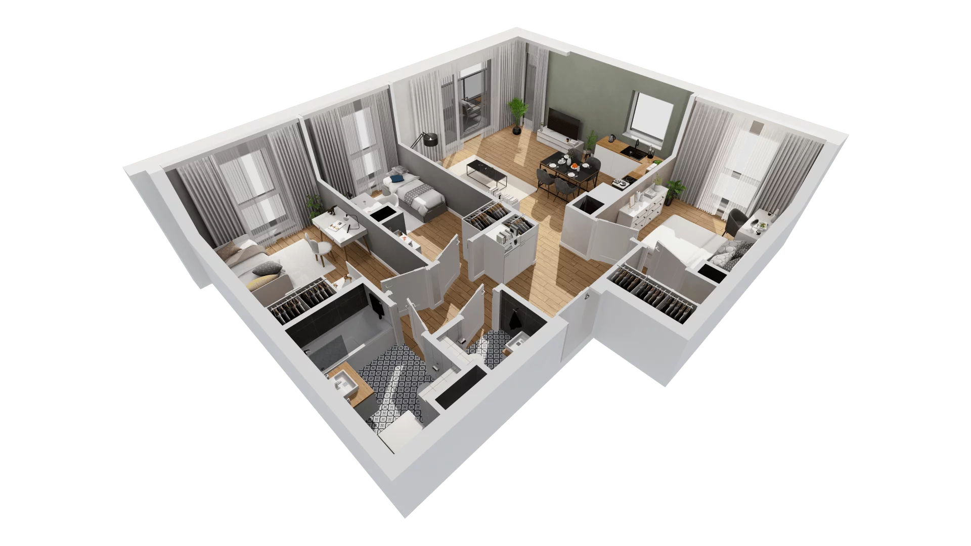 4 pokoje, mieszkanie 75,55 m², piętro 3, oferta nr C10/29, Konstelacja - etap III, Gdynia, Pogórze, ul. Paderewskiego
