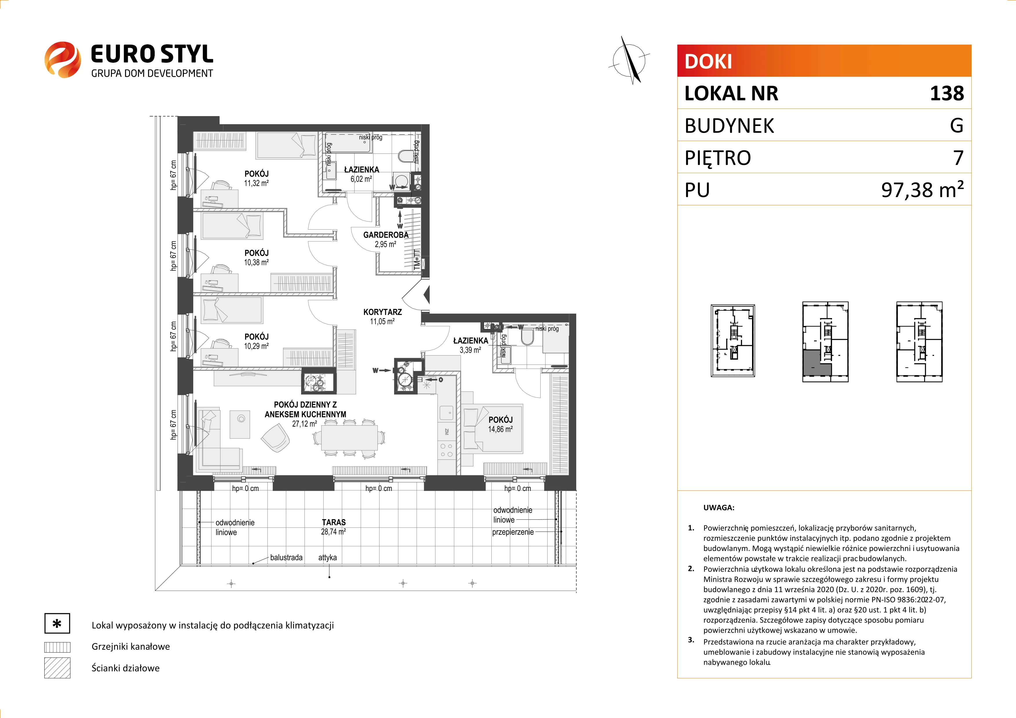 Mieszkanie 97,38 m², piętro 7, oferta nr G/138, DOKI Living - etap II, Gdańsk, Śródmieście, ul. Aleja Doki