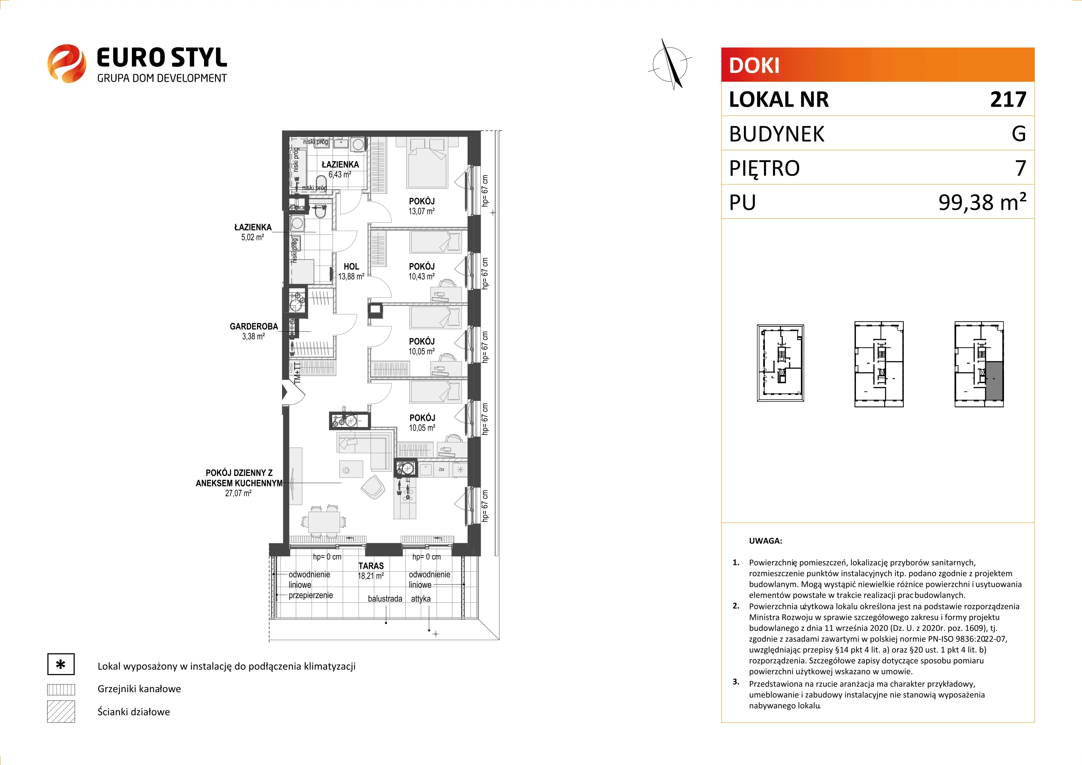 Mieszkanie 99,38 m², piętro 7, oferta nr G/217, DOKI Living - etap II, Gdańsk, Śródmieście, ul. Aleja Doki