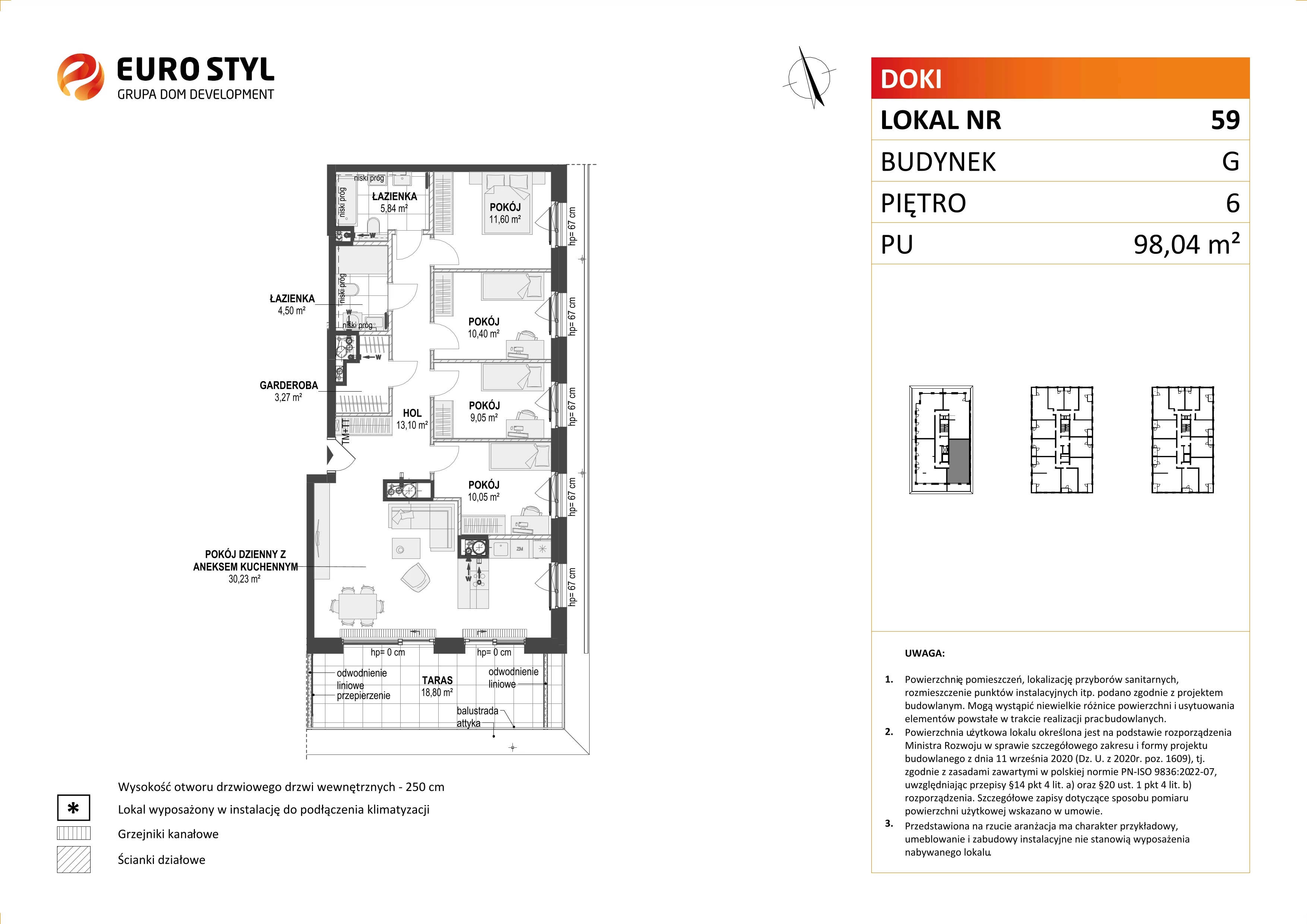 Mieszkanie 98,04 m², piętro 6, oferta nr G/59, DOKI Living - etap II, Gdańsk, Śródmieście, ul. Aleja Doki