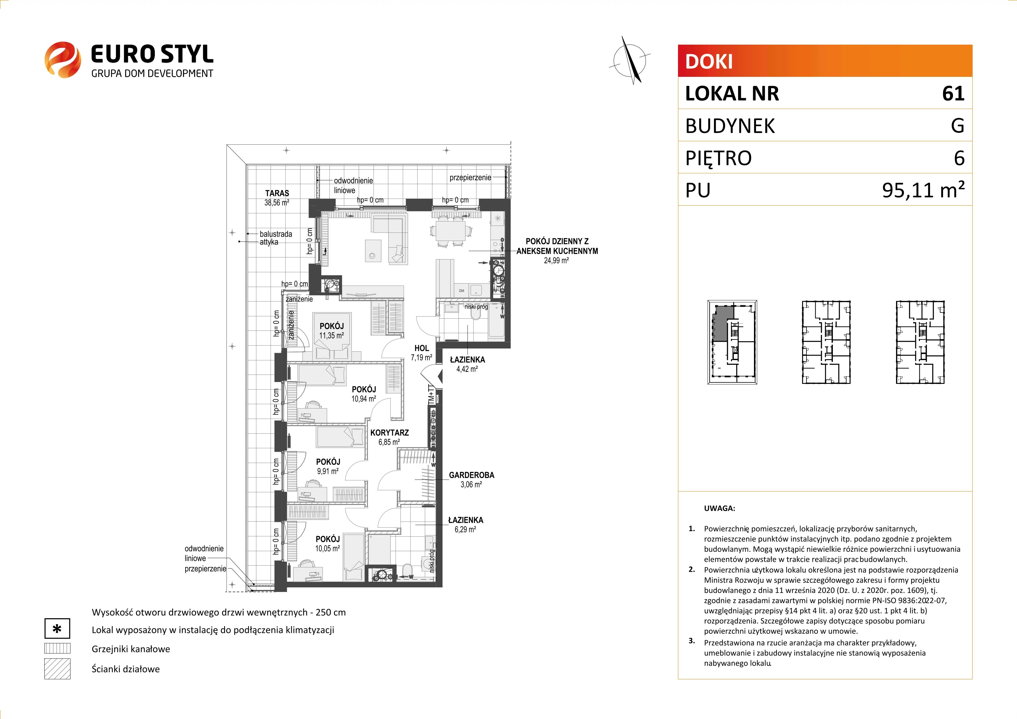 Mieszkanie 95,11 m², piętro 6, oferta nr G/61, DOKI Living - etap II, Gdańsk, Śródmieście, ul. Aleja Doki