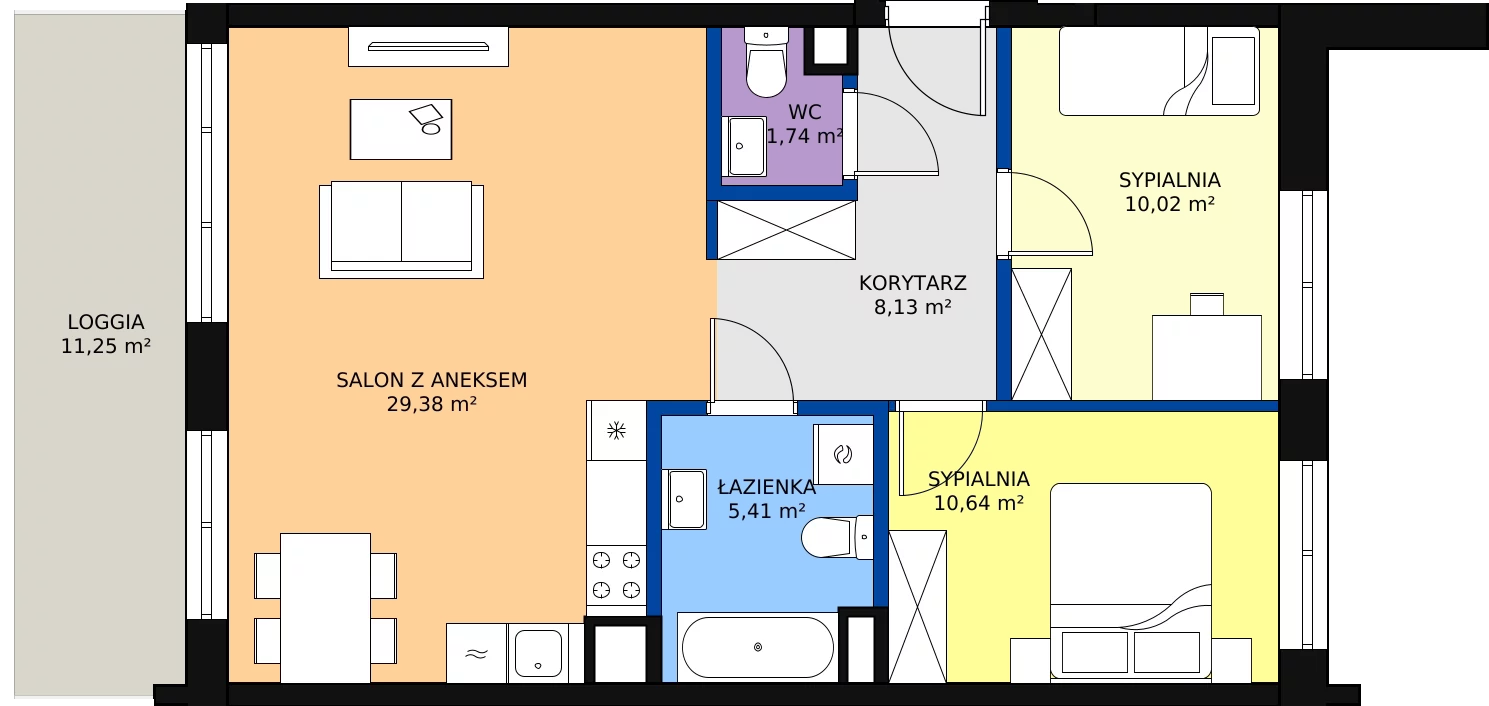 3 pokoje, mieszkanie 67,92 m², piętro 3, oferta nr CD/66, DOKI Living, Gdańsk, Śródmieście, ul. ks. Jerzego Popiełuszki
