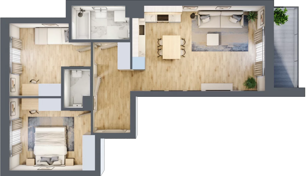 3 pokoje, mieszkanie 66,61 m², piętro 2, oferta nr A8/53, Osiedle Beauforta 2, Gdynia, Pogórze, ul. H. Derdowskiego