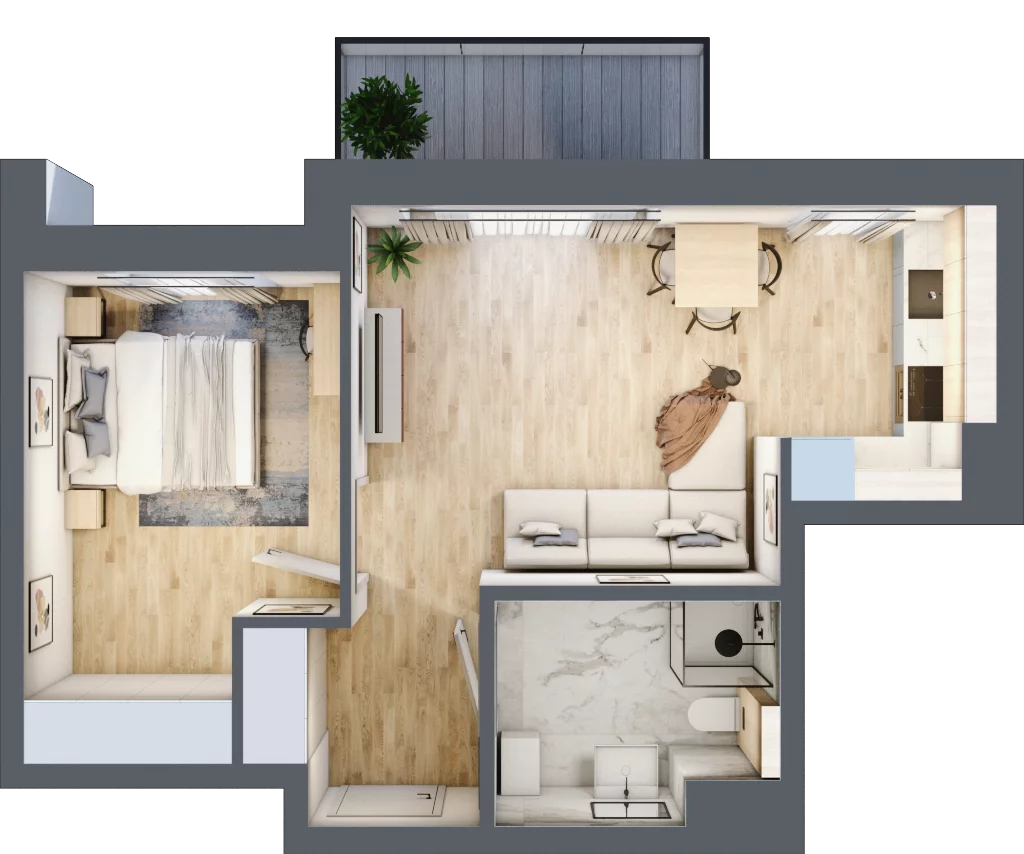 2 pokoje, mieszkanie 44,29 m², parter, oferta nr E/4, WIDOKI, Rumia, Zagórze, ul. Wyżynna
