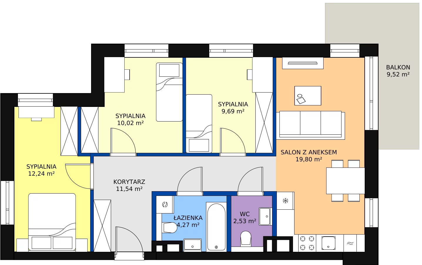 Zalety mieszkania 73.46 m², H/4