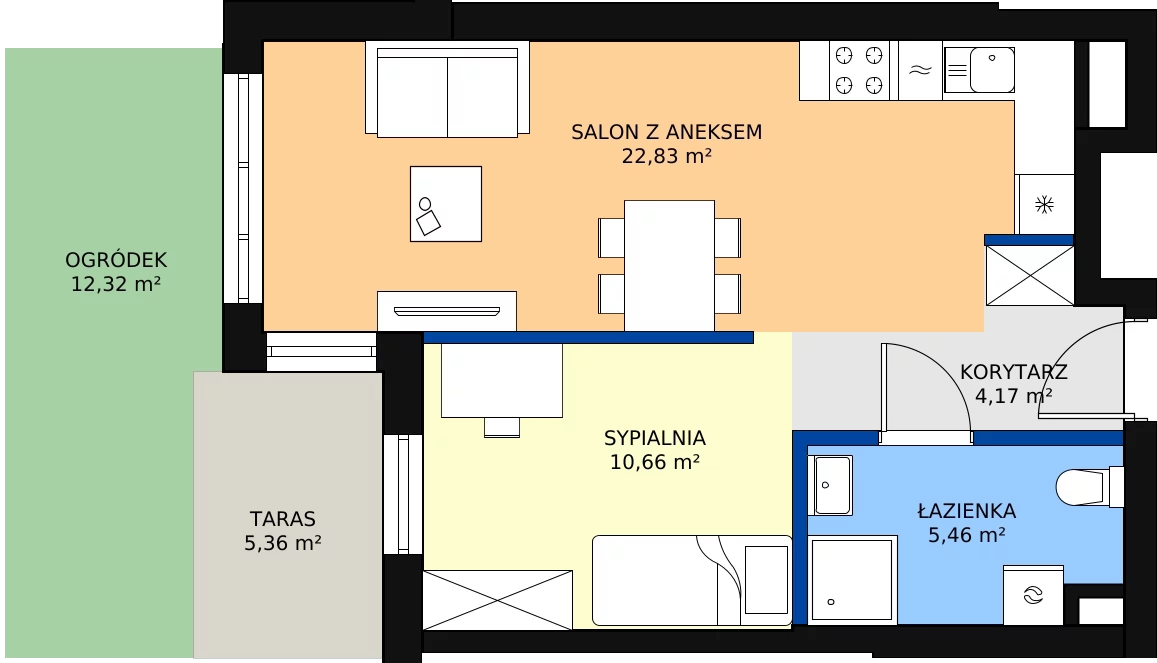 Zalety mieszkania 43.12 m², C/12