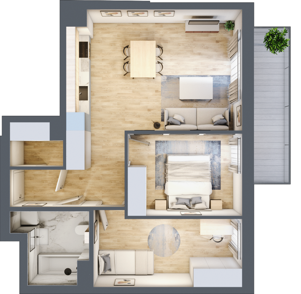 Mieszkanie 58,63 m², piętro 1, oferta nr C/22, Osiedle Synteza, Gdańsk, Piecki-Migowo, Morena, ul. Piekarnicza