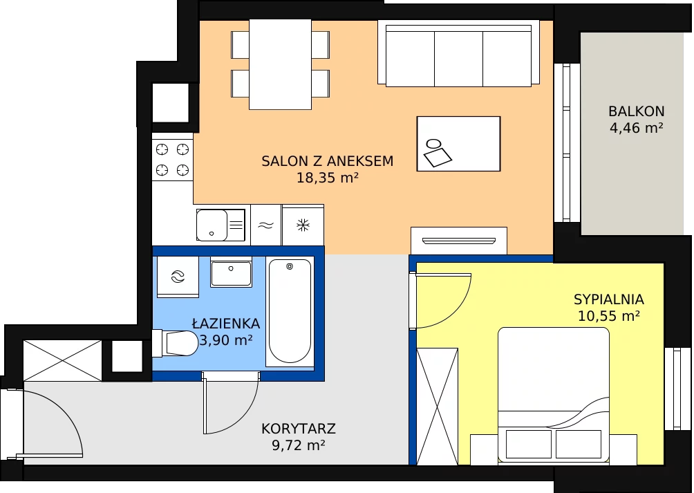 Zalety mieszkania 42.52 m², C/88