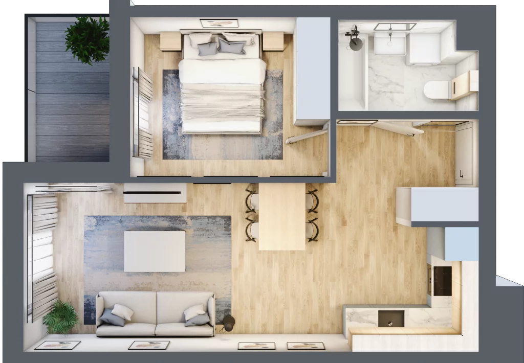 2 pokoje, mieszkanie 41,15 m², piętro 7, oferta nr C/93, Osiedle Synteza, Gdańsk, Piecki-Migowo, Morena, ul. Piekarnicza