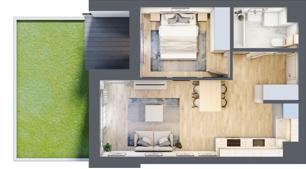 2 pokoje, mieszkanie 40,06 m², parter, oferta nr D1/2, Osiedle Synteza, Gdańsk, Piecki-Migowo, Morena, ul. Piekarnicza