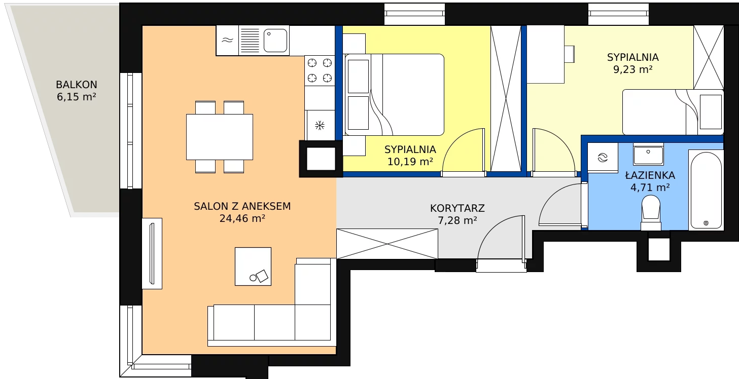 Zalety mieszkania 55.87 m², D1/8
