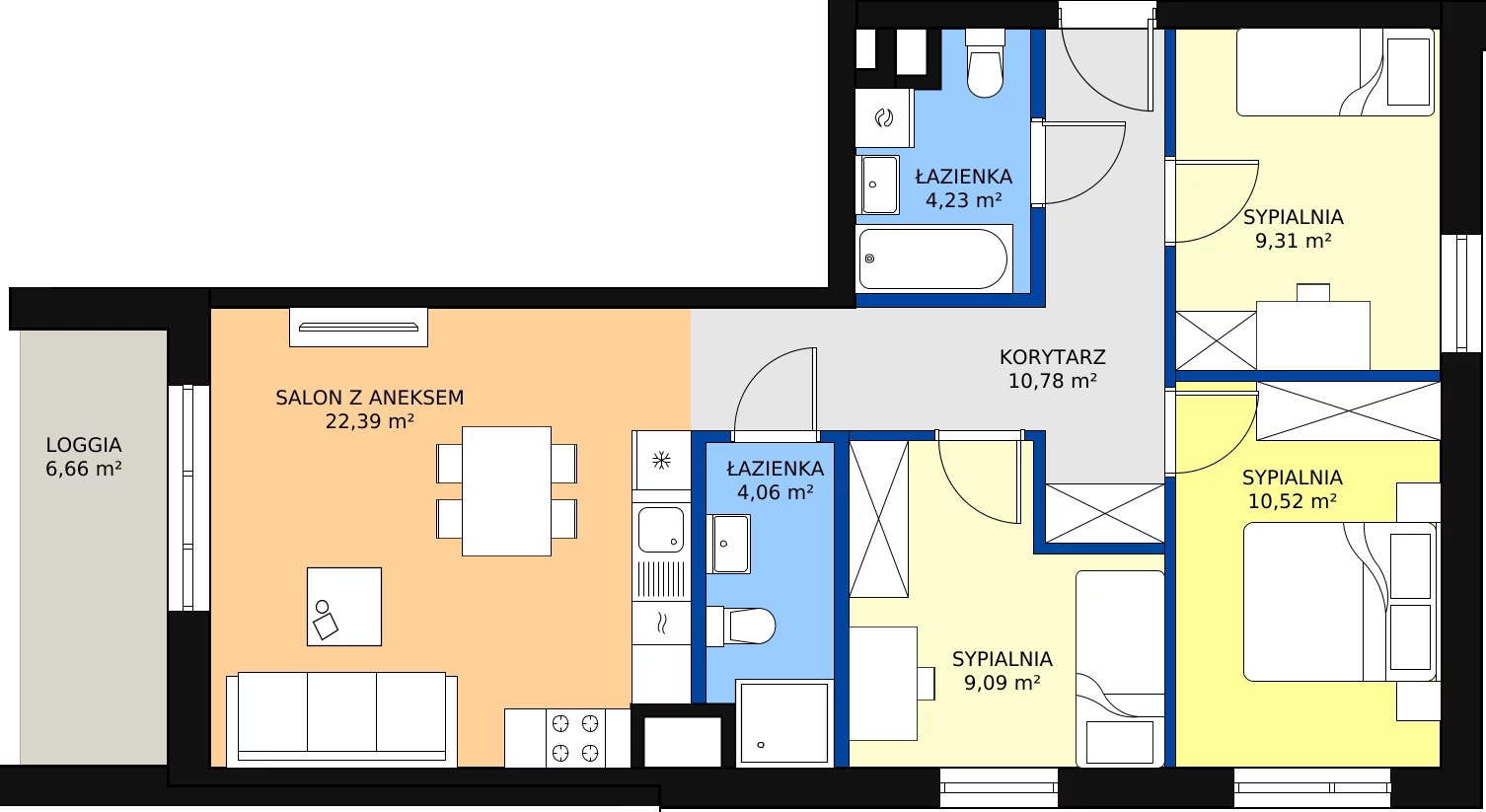 Zalety mieszkania 70.38 m², D1/19