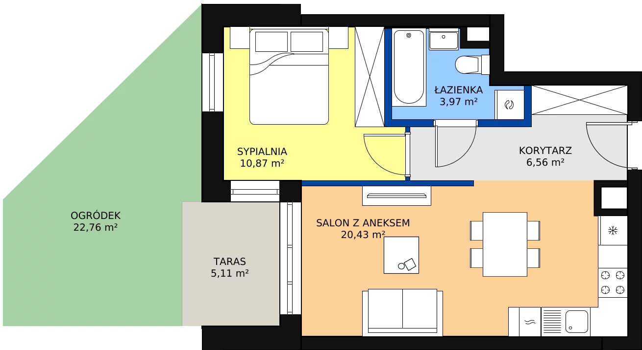 Zalety mieszkania 41.83 m², D2/11