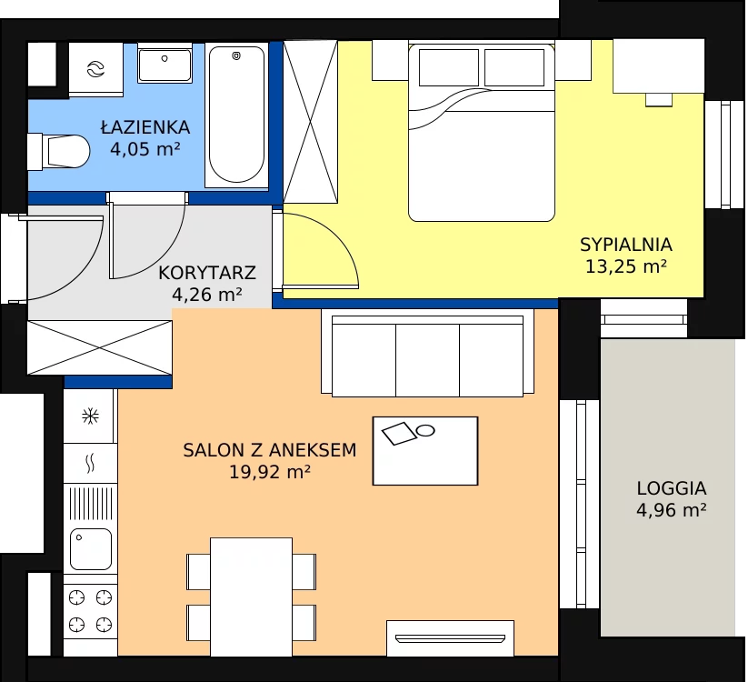 Zalety mieszkania 41.48 m², D2/14