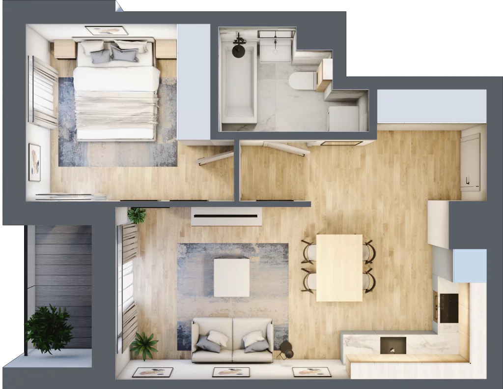 2 pokoje, mieszkanie 42,16 m², piętro 8, oferta nr D2/99, Osiedle Synteza, Gdańsk, Piecki-Migowo, Morena, ul. Piekarnicza
