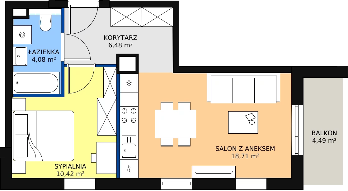 Zalety mieszkania 39.69 m², A/11
