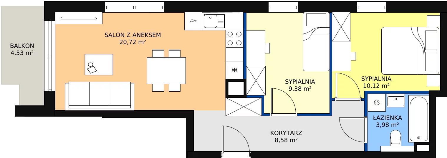 Zalety mieszkania 52.79 m², A/12