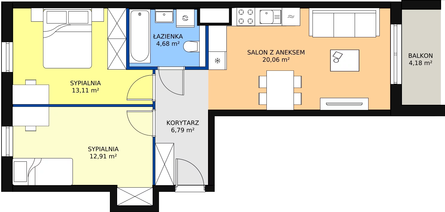 Zalety mieszkania 57.54 m², A/19