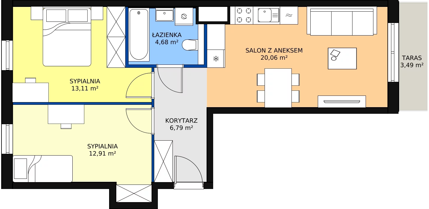 Zalety mieszkania 57.54 m², A/25