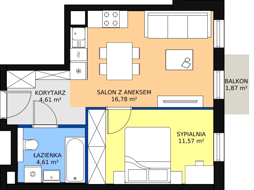 Zalety mieszkania 37.58 m², A/38