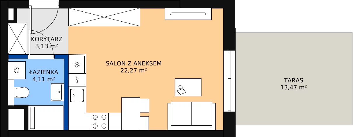 Zalety mieszkania 29.51 m², G/1