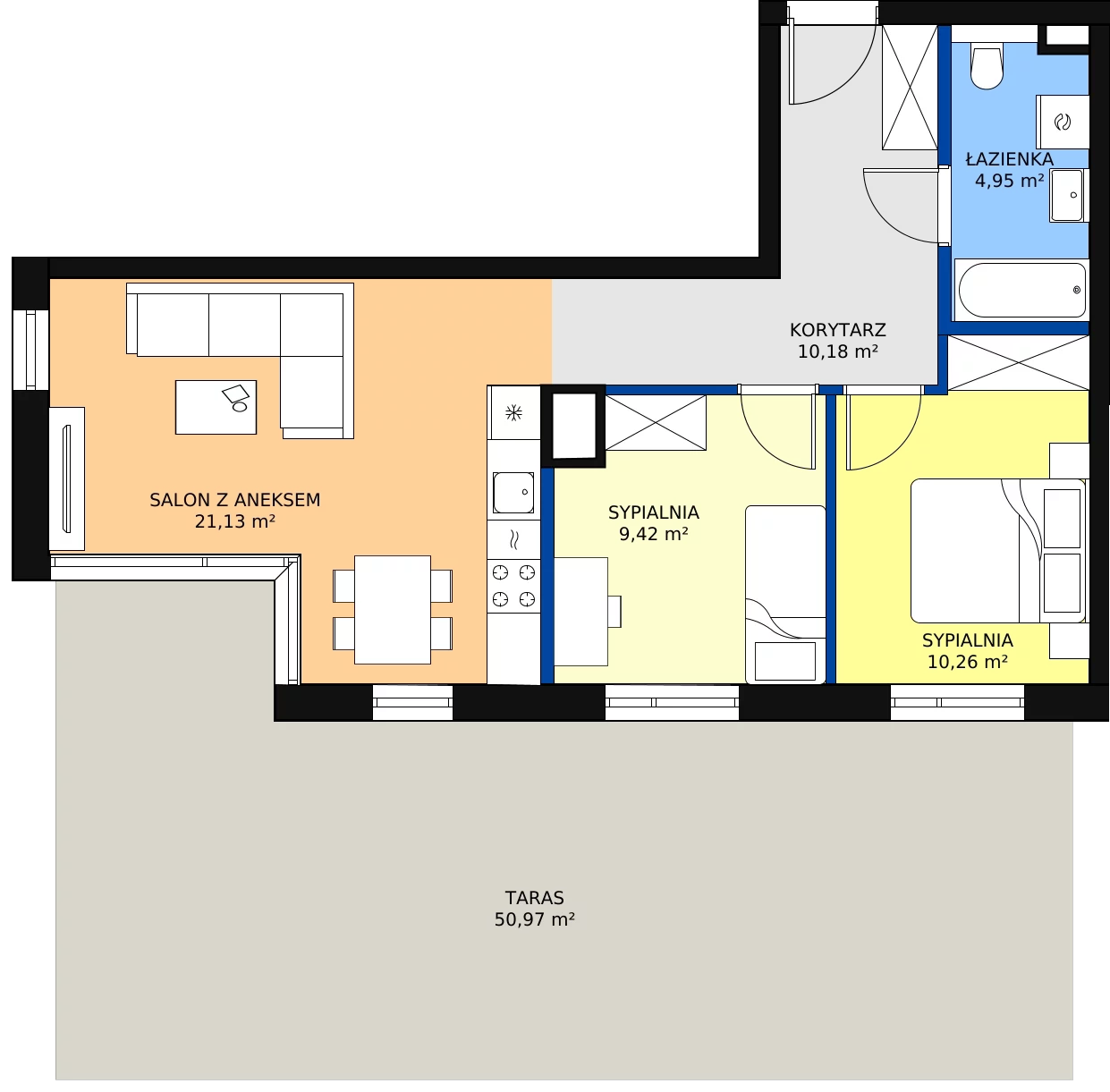 Zalety mieszkania 55.94 m², G/2