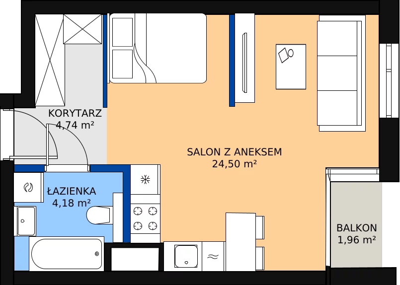 Zalety mieszkania 33.42 m², G/9