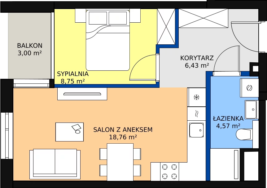 Zalety mieszkania 38.51 m², G/27